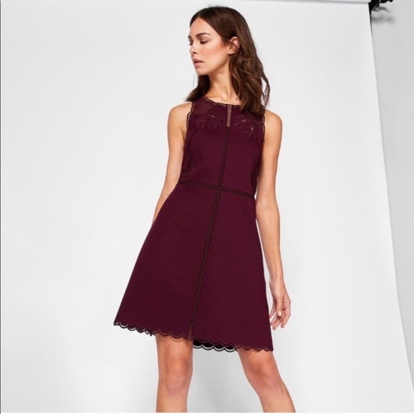 burgundy scalloped dress